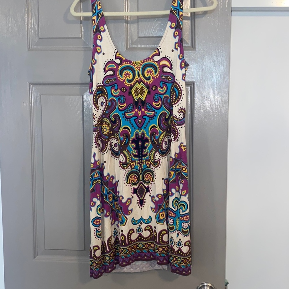Low back dress with colorful design size large